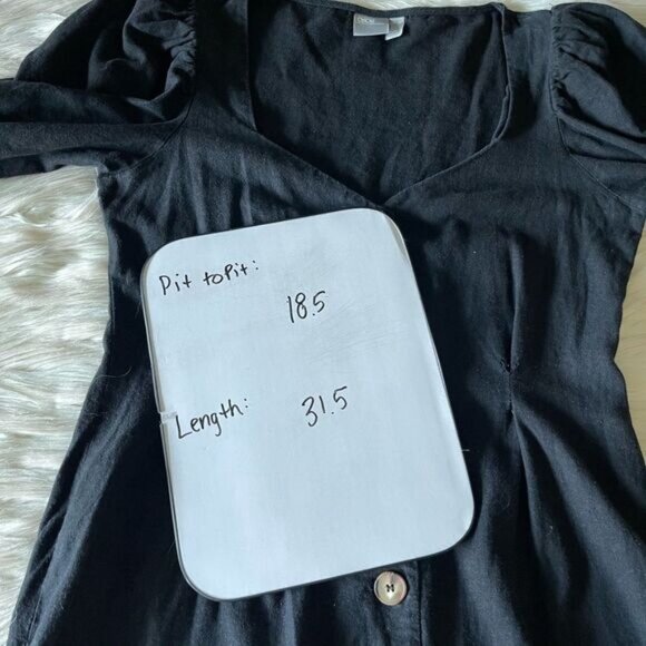 ASOS Linen Blend Sweetheart Neck Button Through Mini Dress in Black - Picture 7 of 11